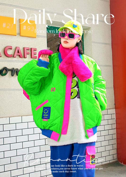 彩色拼接羽絨外套 X3463