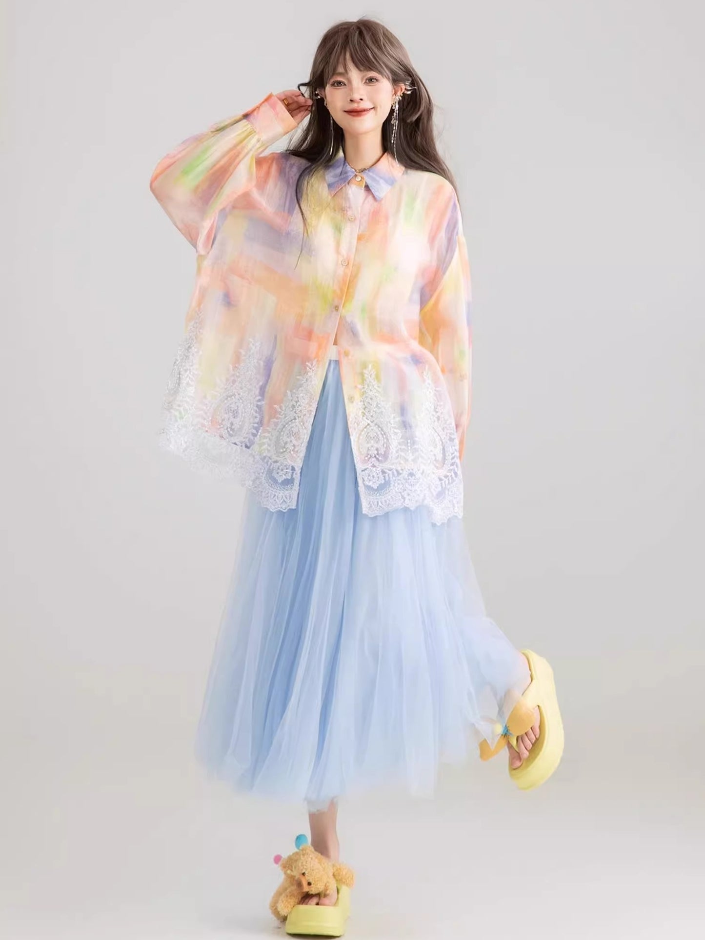 Layered Tulle A-Line Maxi Skirt X3252