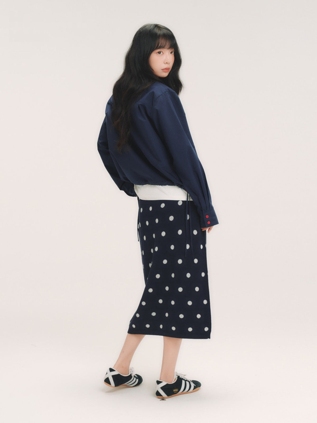 Polka Dot Apple Embroidery Knit Skirt X3721
