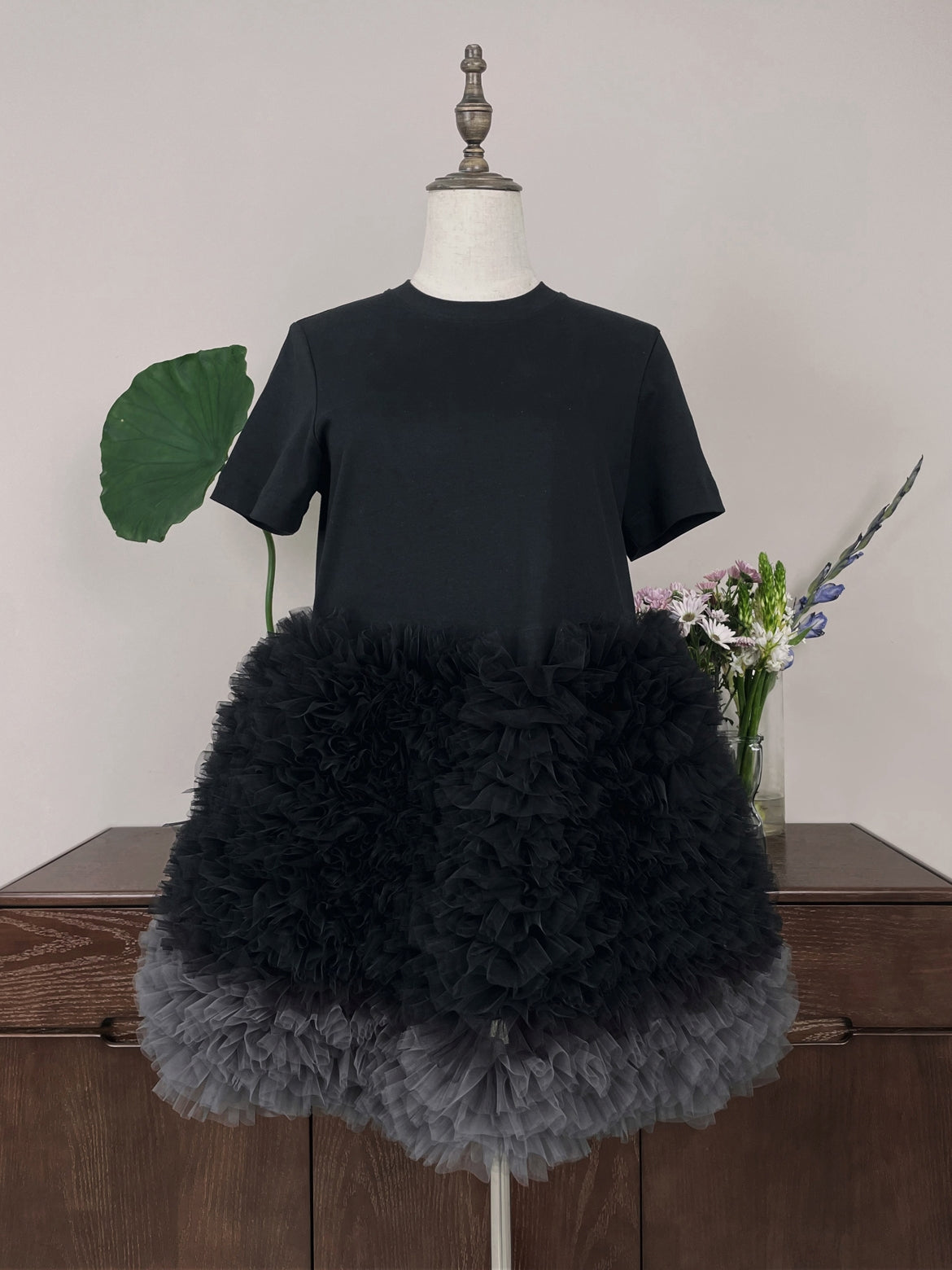 Mesh Bubble Patchwork Dress X3240