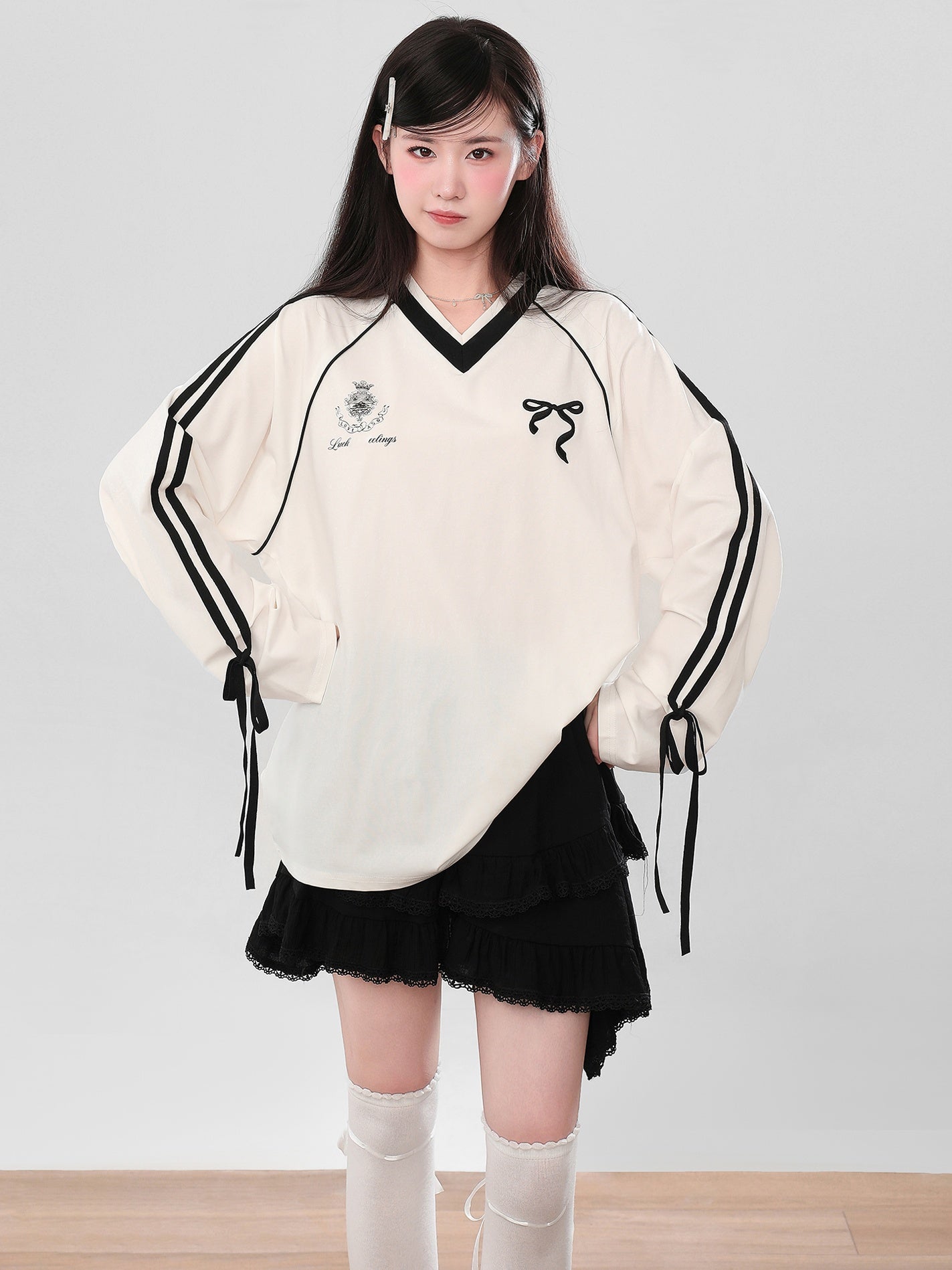 V 領 Sideline 長袖上衣 X3211