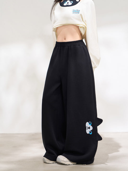 Cat Paw Patch Wide Leg Sweatpants X3669