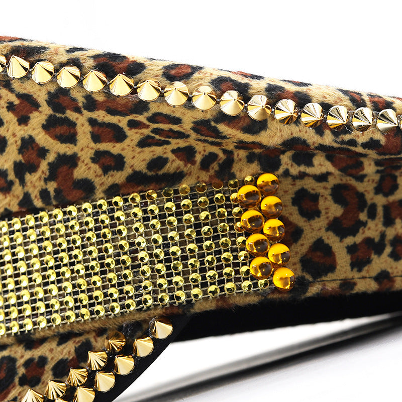 Studded Decorated Leopard Flat Top Hat X2917