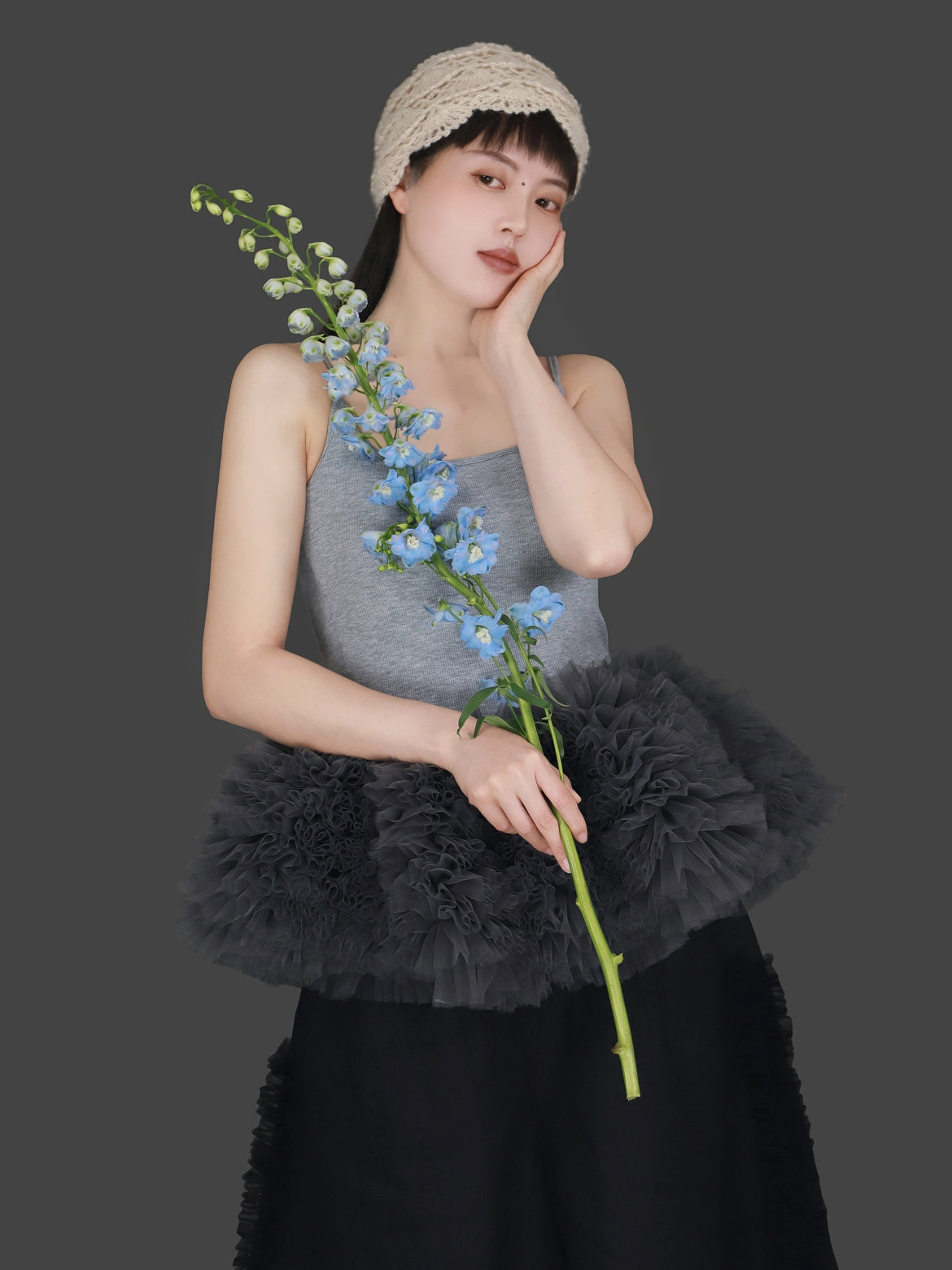 Mesh Hem Petal Camisole Top X3239
