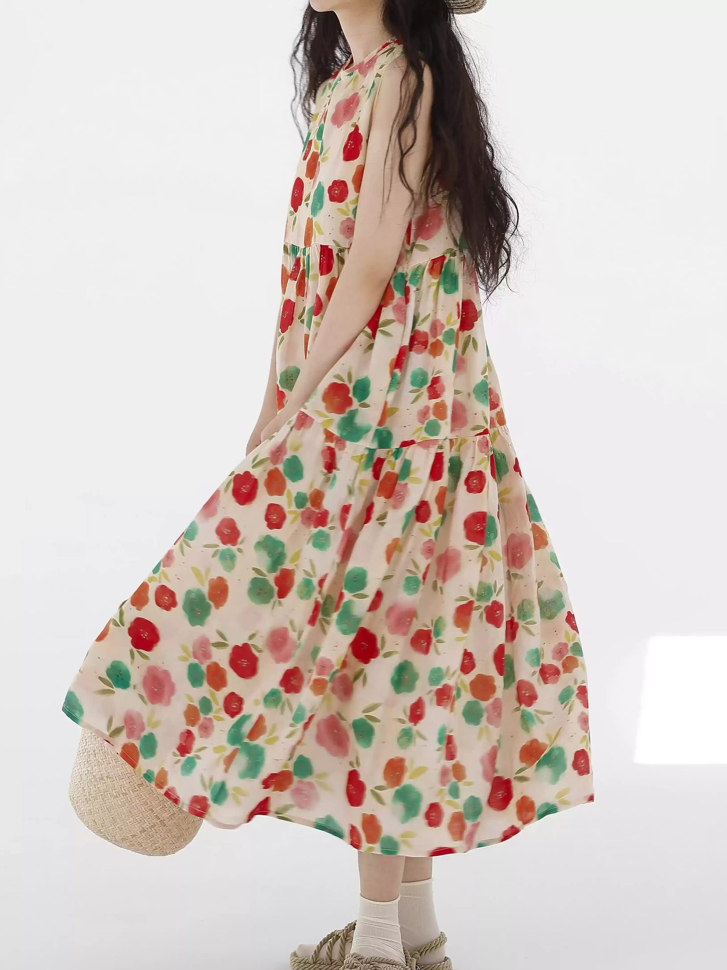 Floral Sleeveless Resort Dress X3256