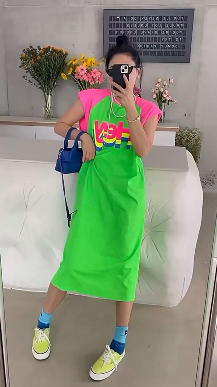 印花T卹洋裝 X2801