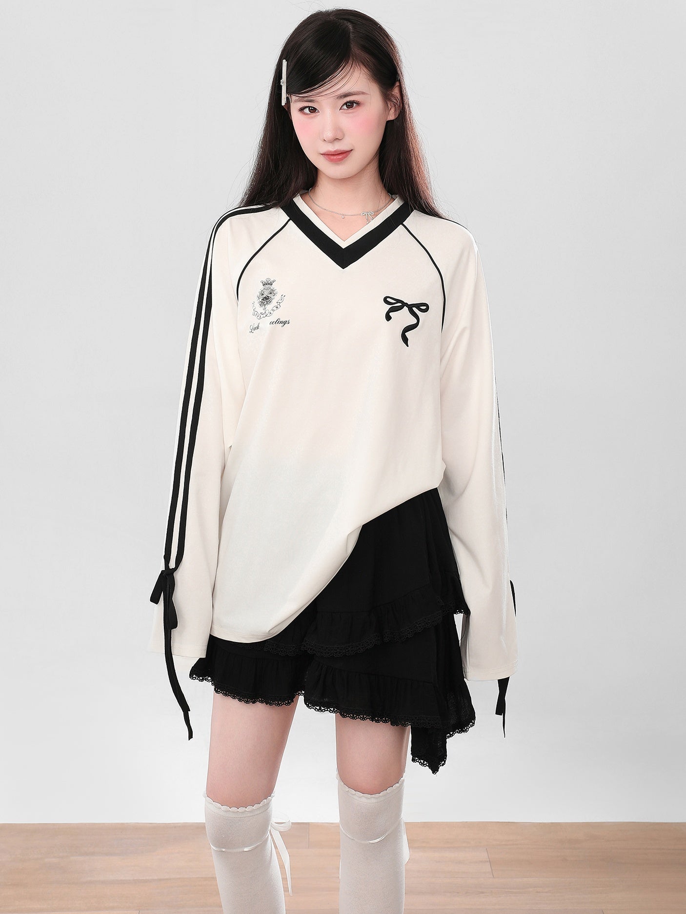 V 領 Sideline 長袖上衣 X3211