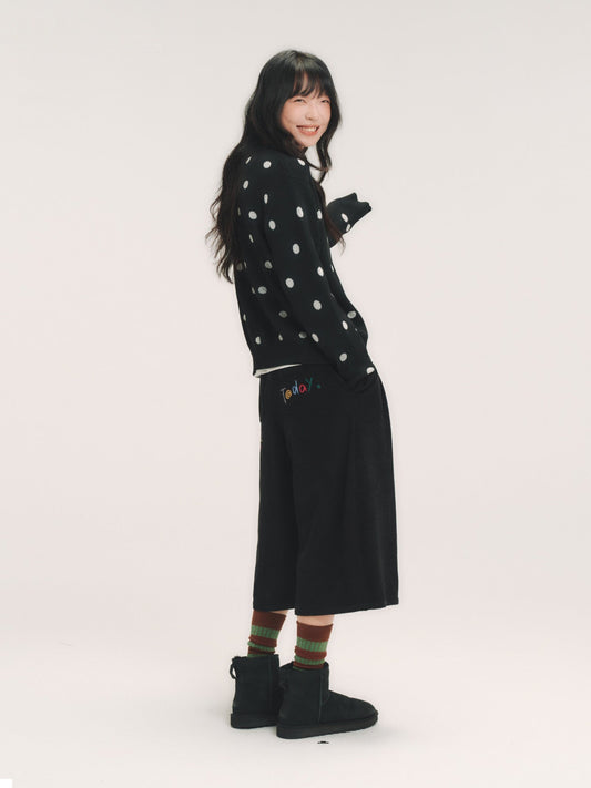 Polka Dot House Embroidery Knit Cardigan X3720