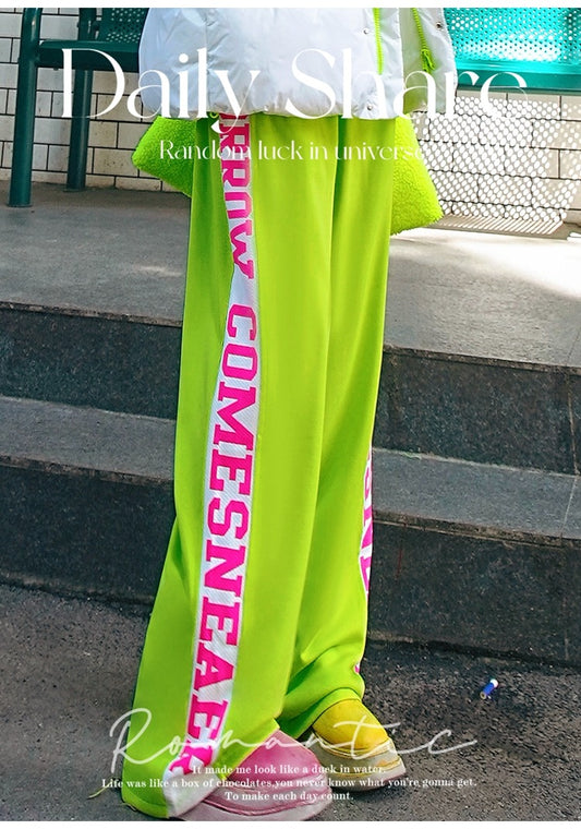 Color Block Lettering Relaxed Sweat Pants X3473