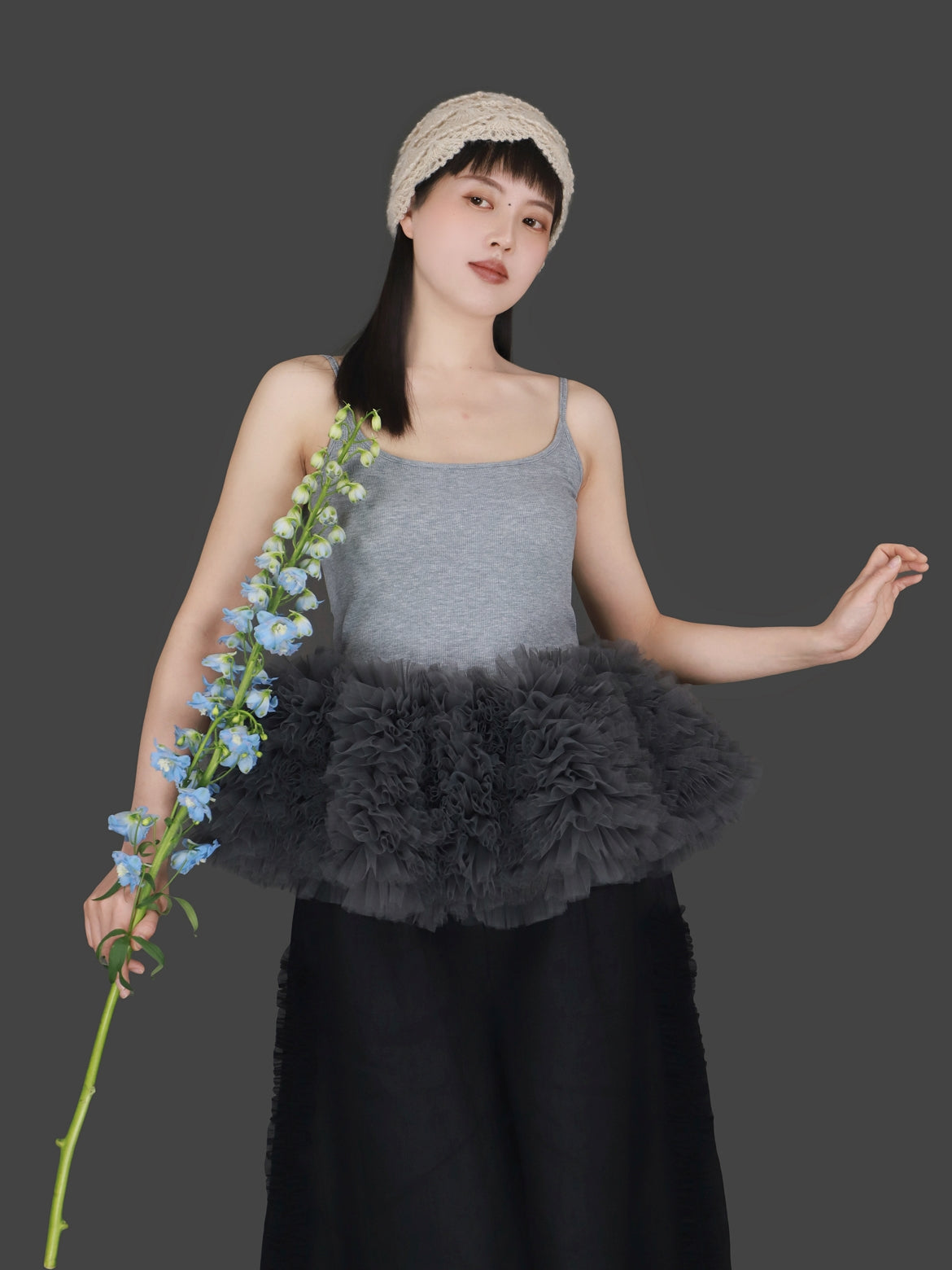 Mesh Hem Petal Camisole Top X3239