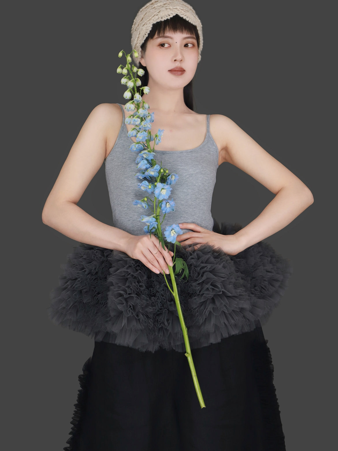 Mesh Hem Petal Camisole Top X3239