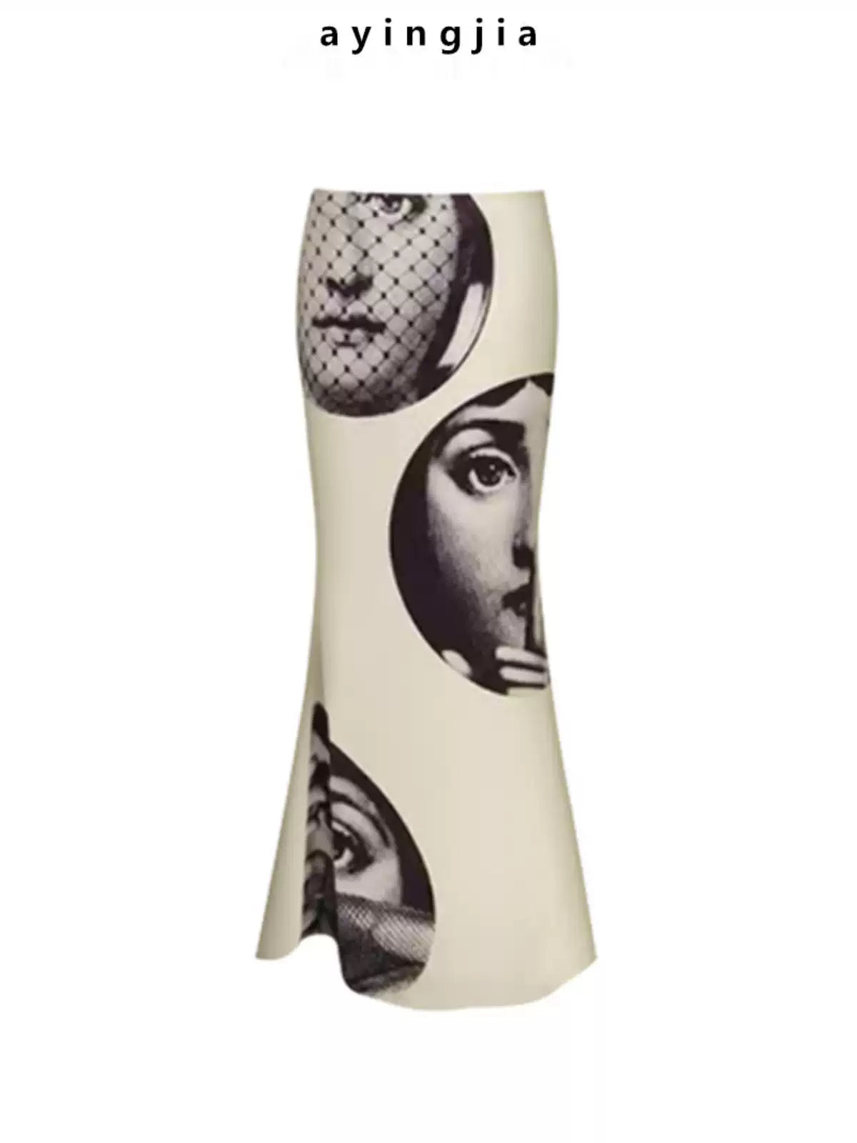Art Face Print Mermaid Skirt X3553