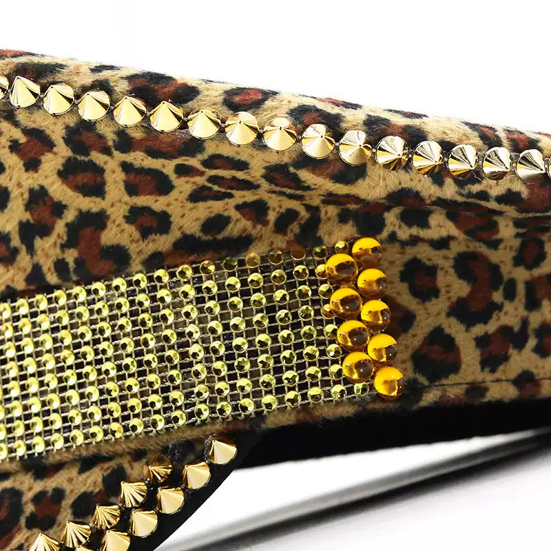 Studded Decorated Leopard Flat Top Hat X2917