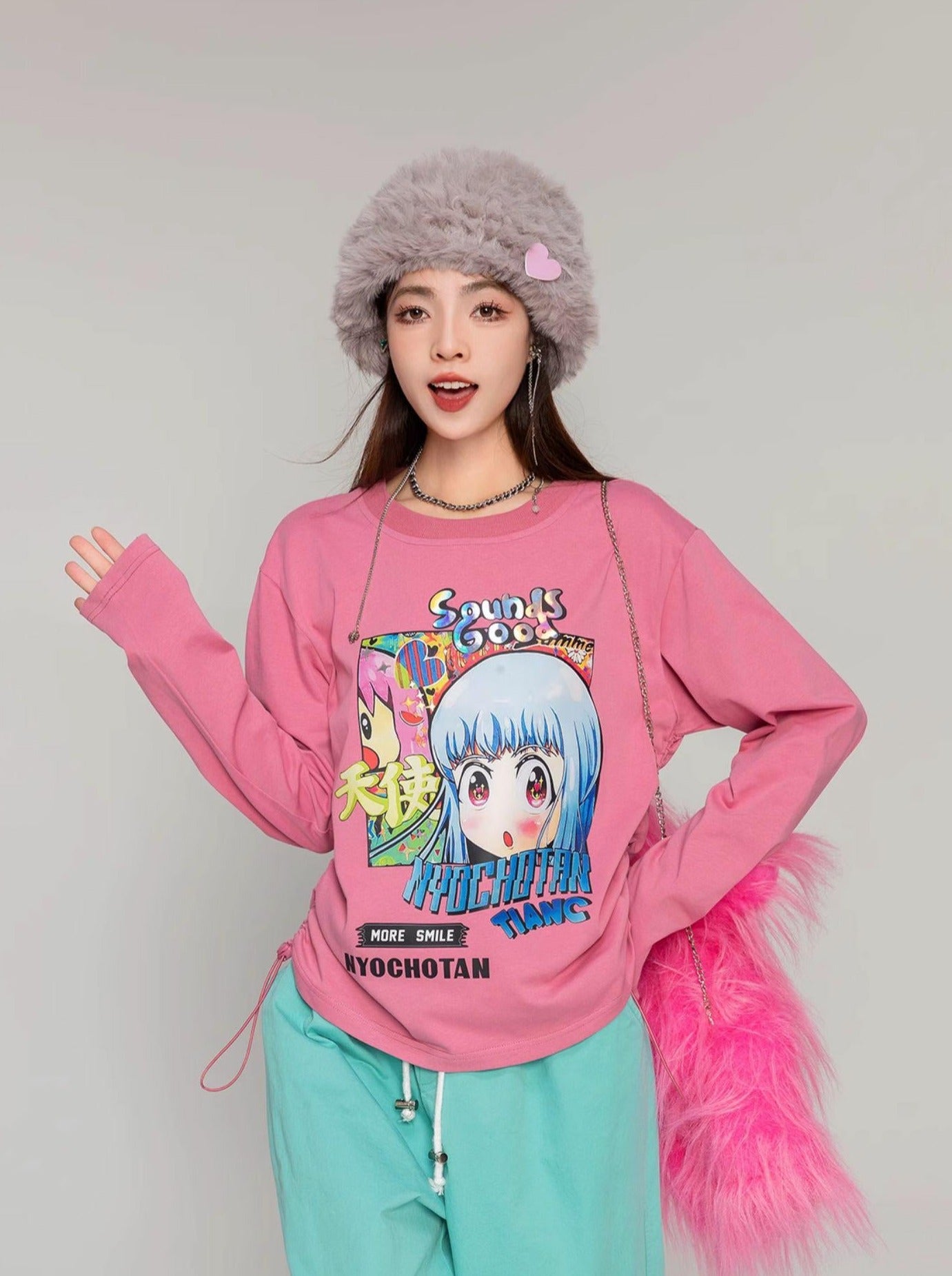 漫畫印花長袖T卹 X2807