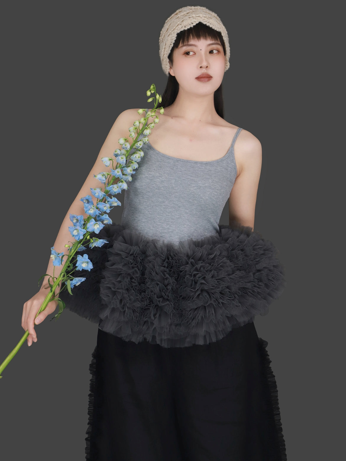 Mesh Hem Petal Camisole Top X3239