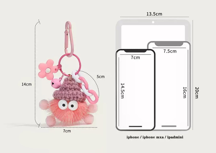 Cute mink hairball doll pendant keycharm X3074