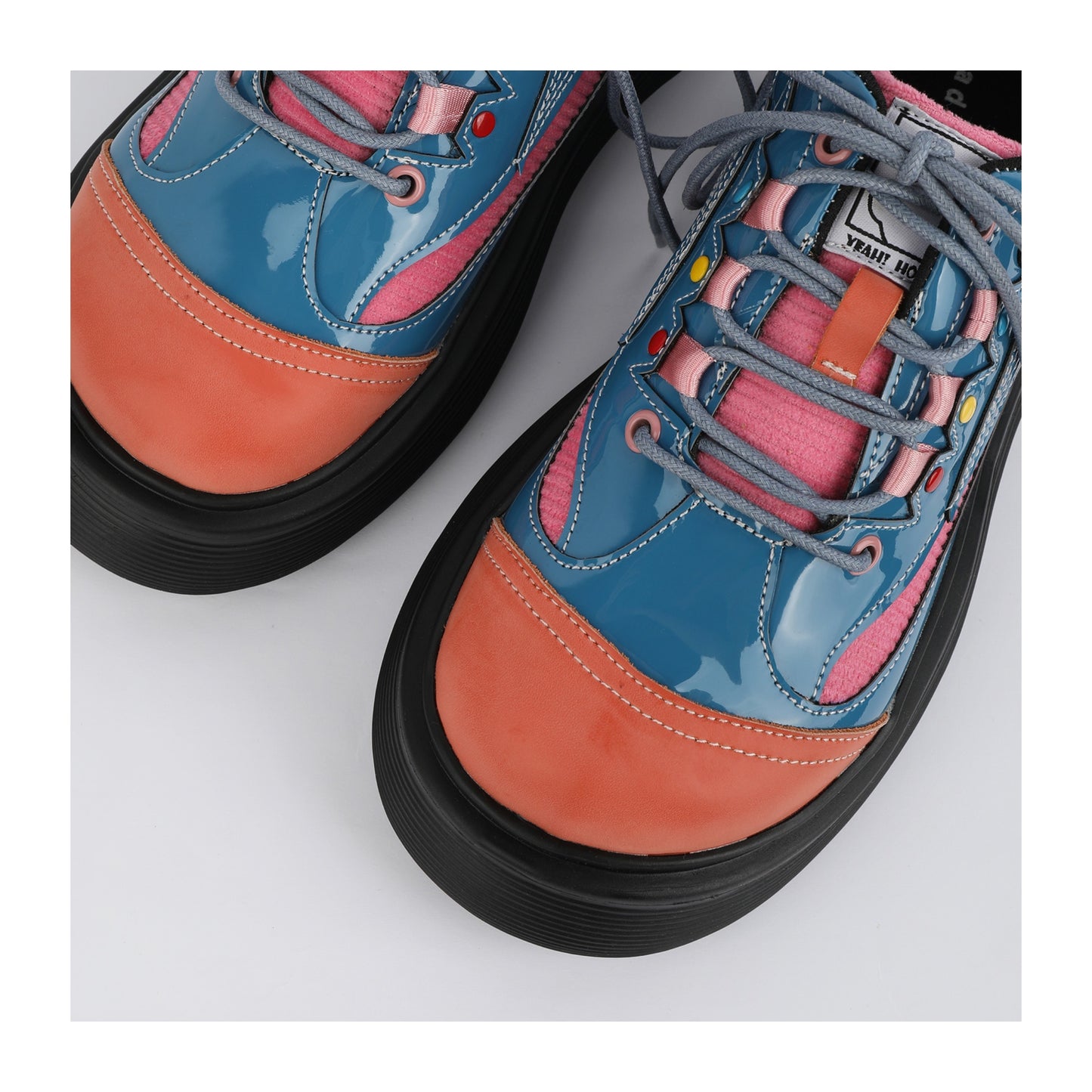 Colorblock Chunky Platform Lace-Up Shoes X3482