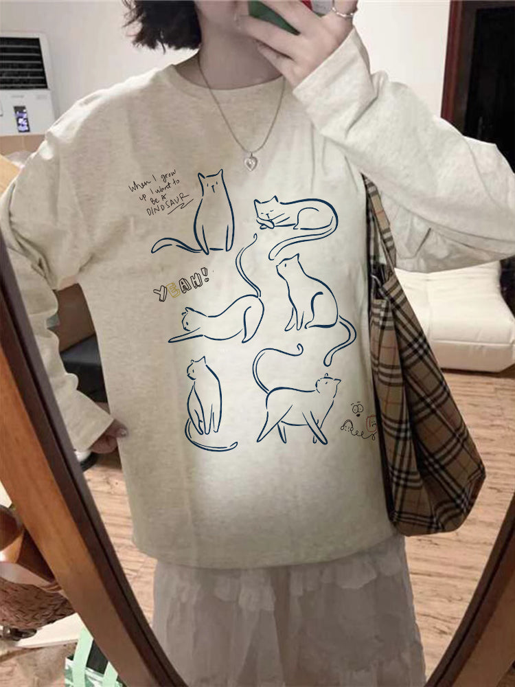 重磅純棉小貓長袖T卹 X3119