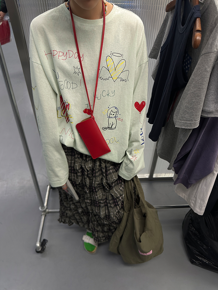 White Long Sleeve Printed T-Shirt X3222