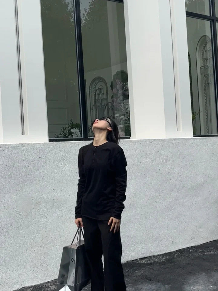 竹纖維亨利領長袖T卹 X3034