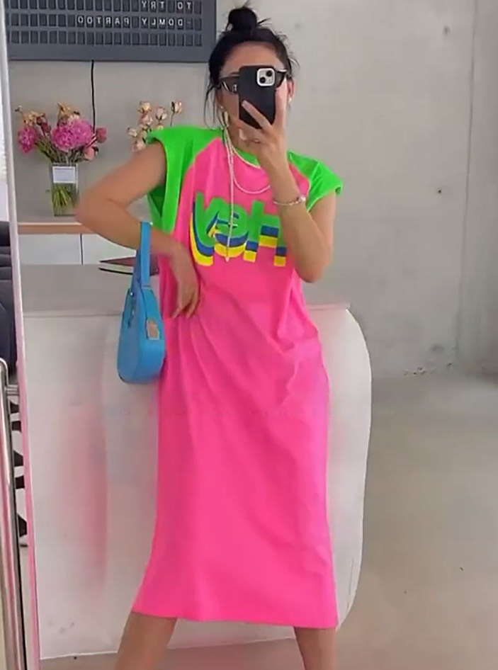 印花T卹洋裝 X2801