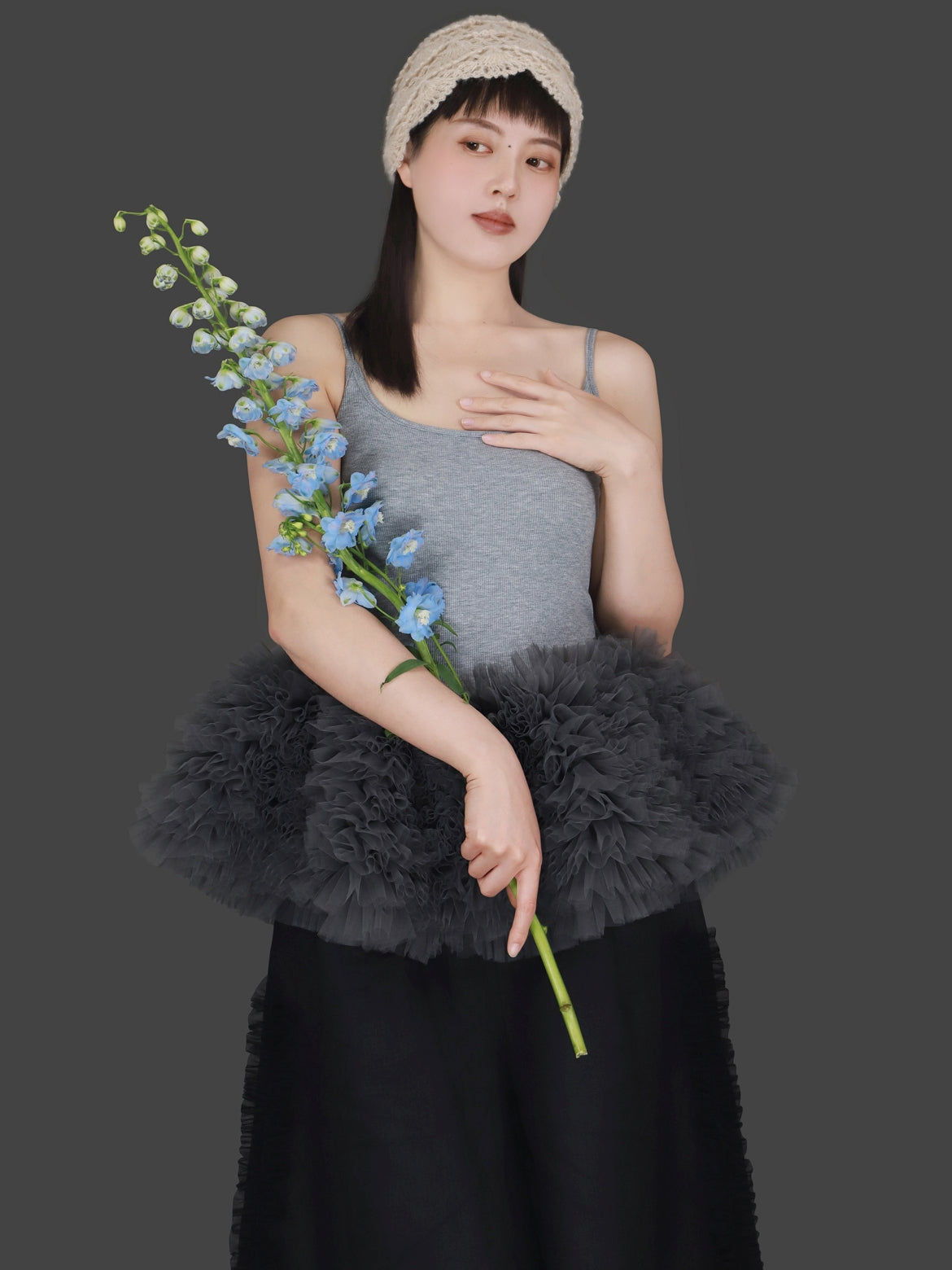 Mesh Hem Petal Camisole Top X3239