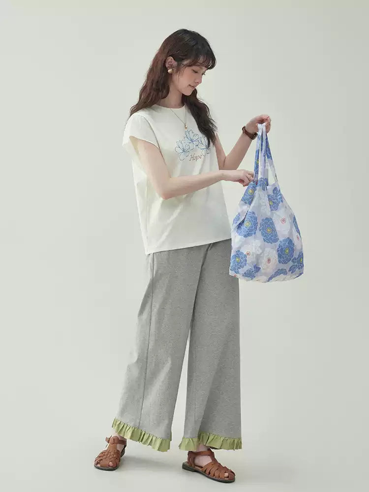 Floral Ruffle Sleeve T-Shirt X3231