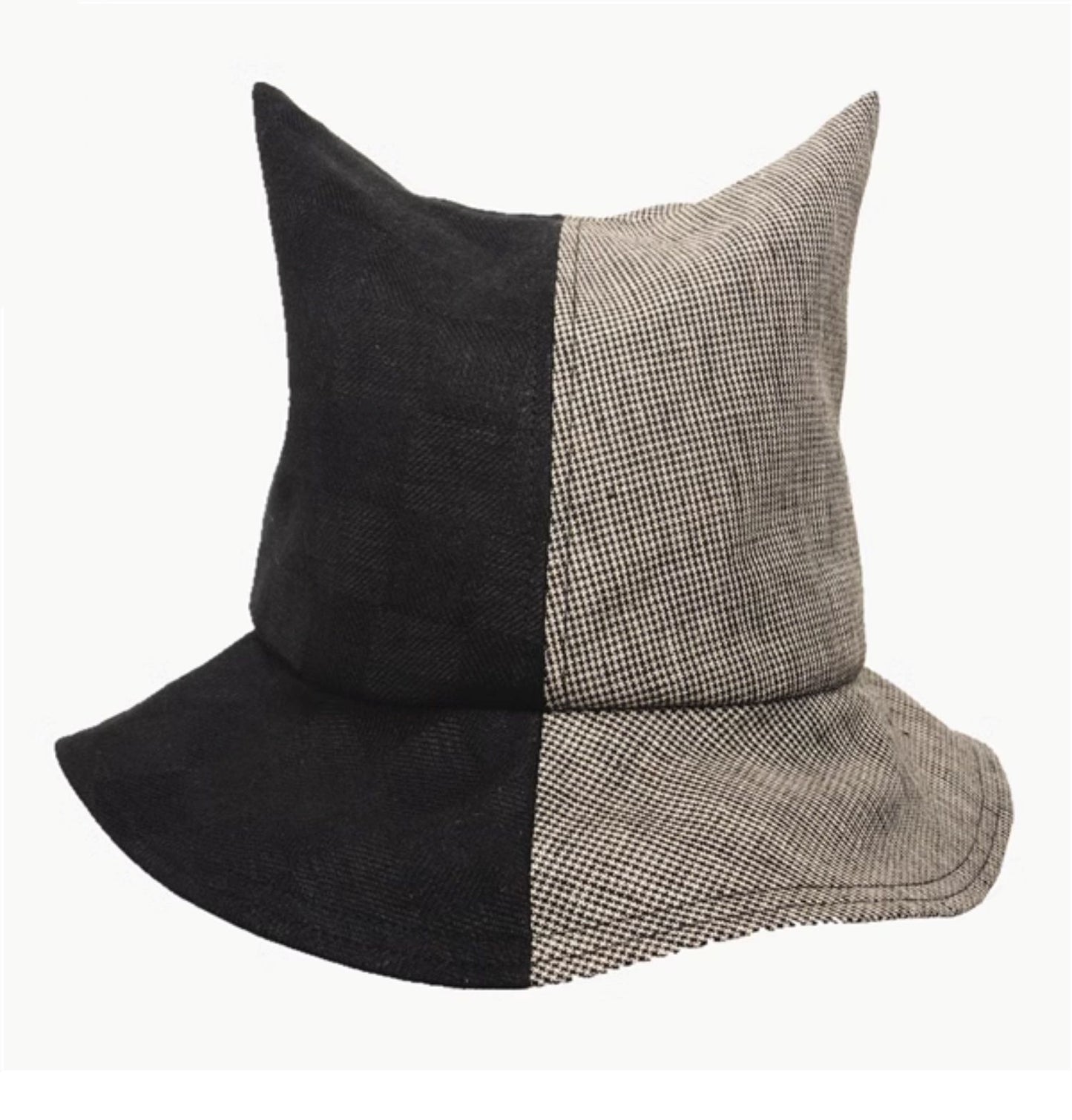 Glen Check Pattern Bicolor Bucket Hat X2914
