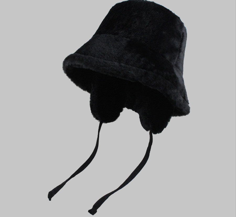 Faux Fur Ear Flap Bucket Hat X3712