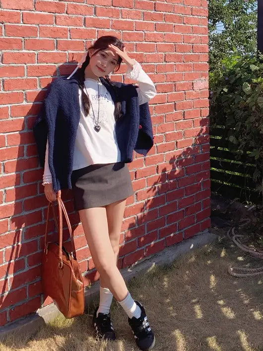 甜美蕾絲拼布長袖T卹 X3198