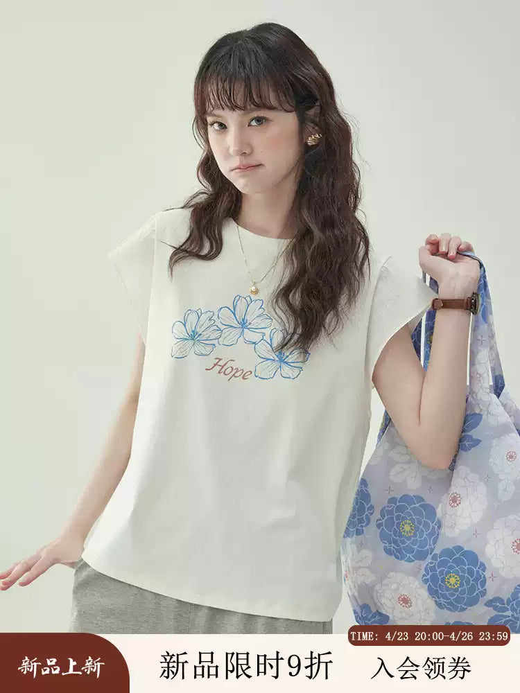 Floral Ruffle Sleeve T-Shirt X3231