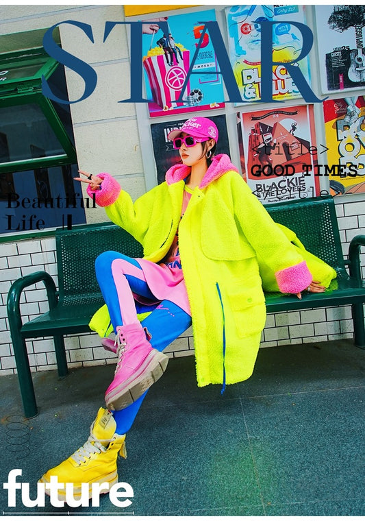 霓虹色 Boa 連帽外套 X3464