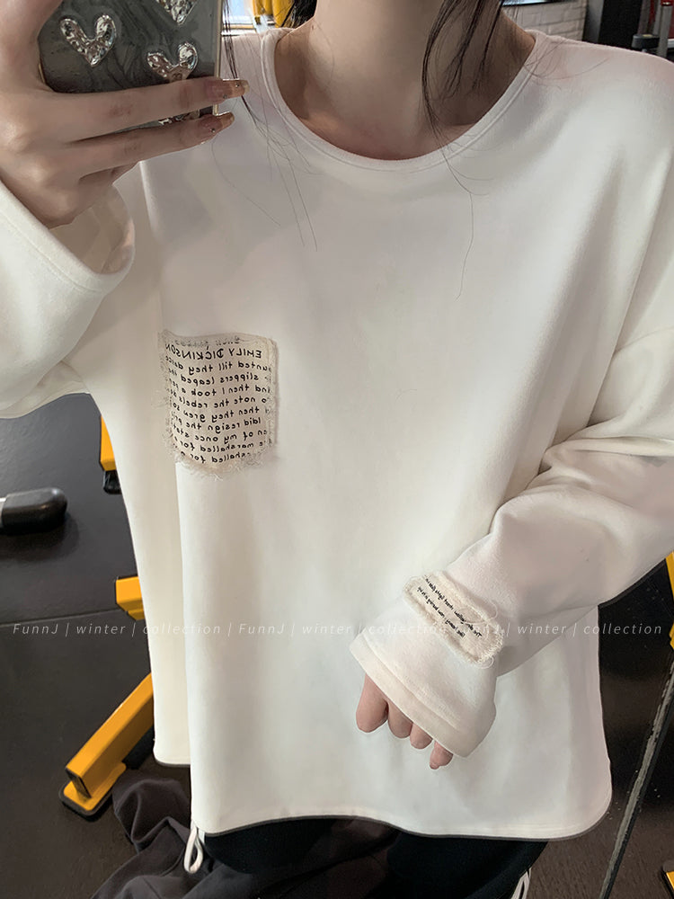 拉絨寬鬆長袖T卹 X3046