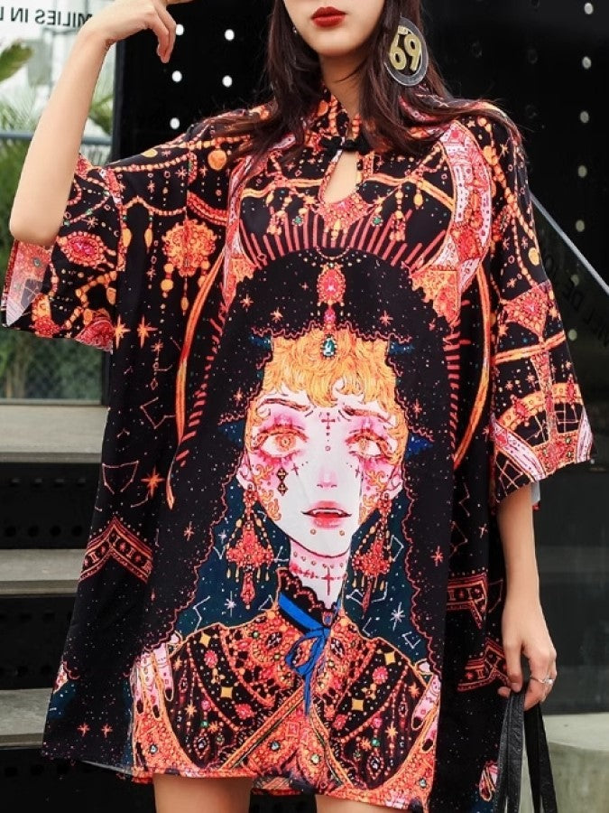 グラフィックプリントプラスサイズTシャツ X2249