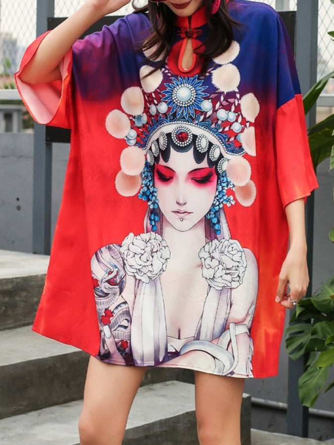 グラフィックプリントプラスサイズTシャツ X2249