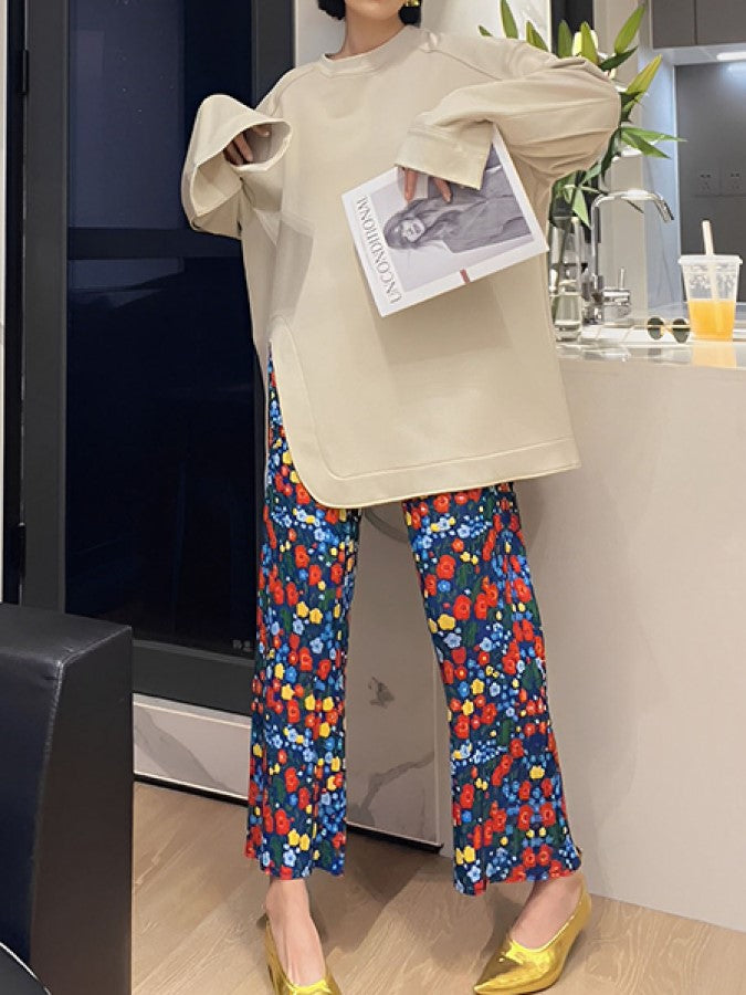 フローラルドレープワイドレッグパンツ X2252