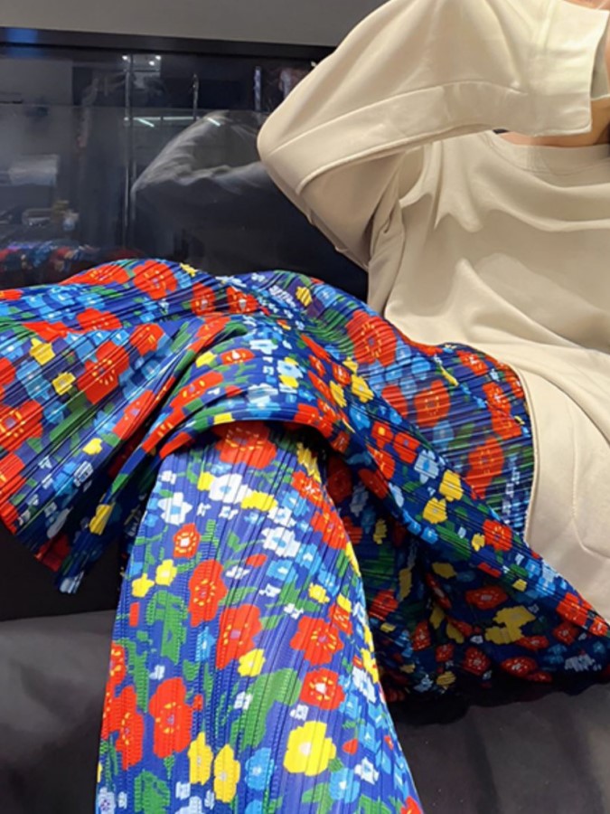 フローラルドレープワイドレッグパンツ X2252