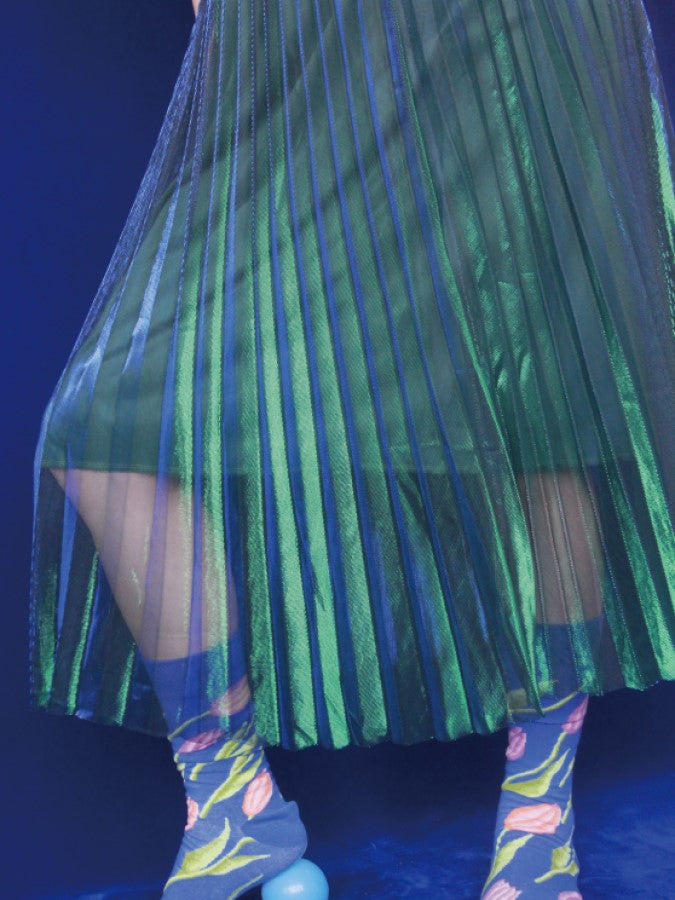 Aurora Sheer Layered High Waist Pleated Skirt X2263