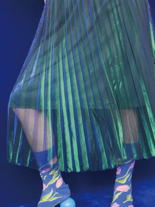 Aurora Sheer Layered High Waist Pleated Skirt X2263