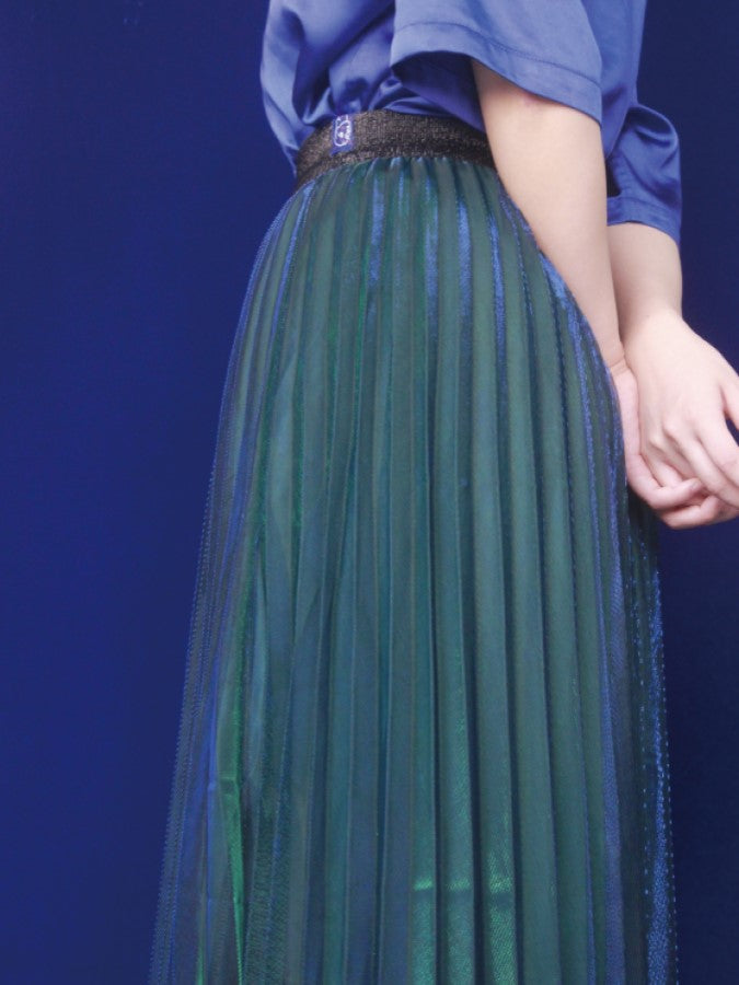Aurora Sheer Layered High Waist Pleated Skirt X2263
