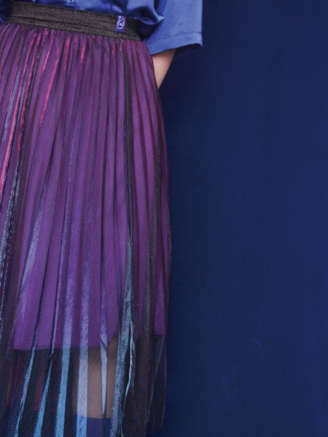 Aurora Sheer Layered High Waist Pleated Skirt X2263