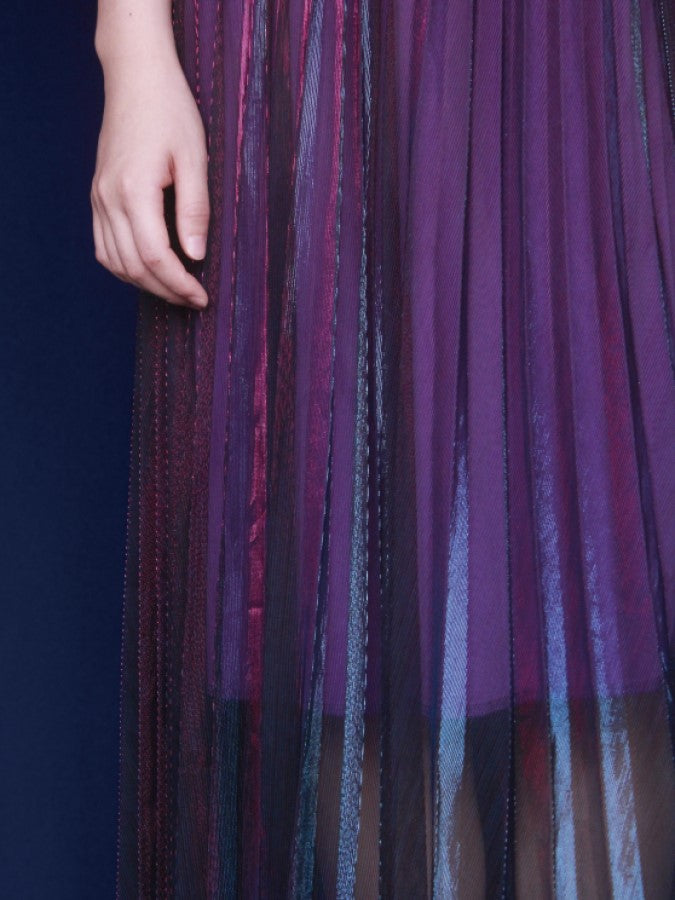 Aurora Sheer Layered High Waist Pleated Skirt X2263
