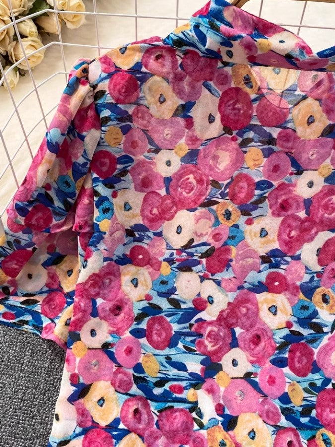 フローラルモザイクデザインシャツ X2268