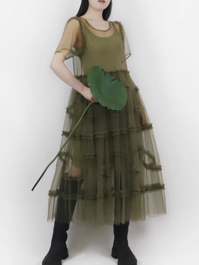 Cake Ruffle Mesh Fairy Dress X2287