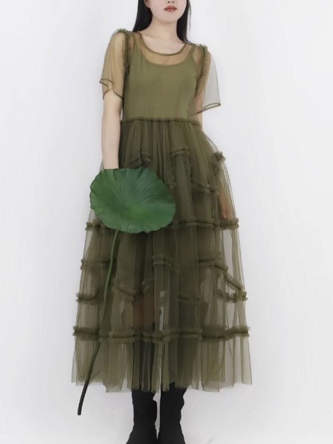 Cake Ruffle Mesh Fairy Dress X2287