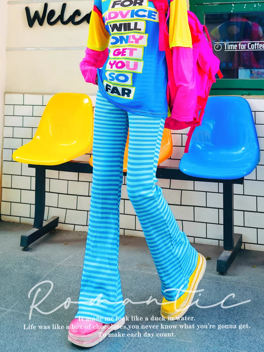 Dopamine Color Striped Straight Pants X3512