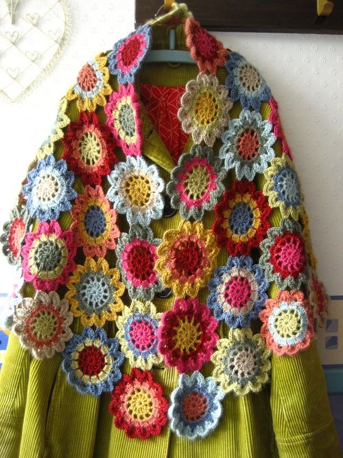 Crochet triangle knit cape X1789