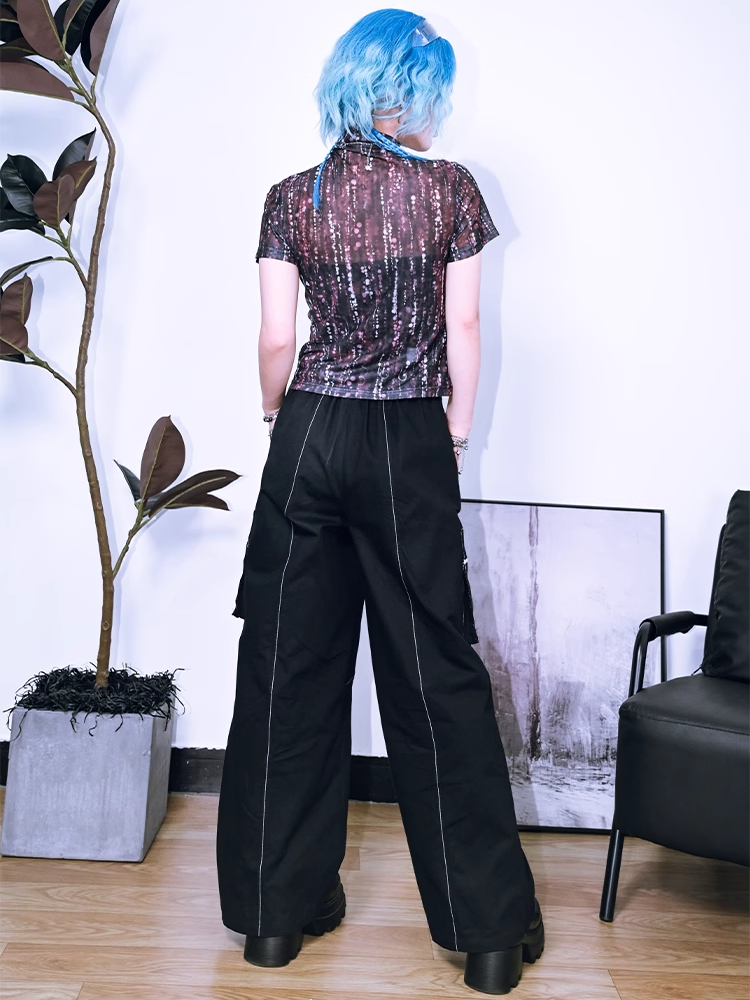Sweet Cool Mesh Print Short T-shirt X3278