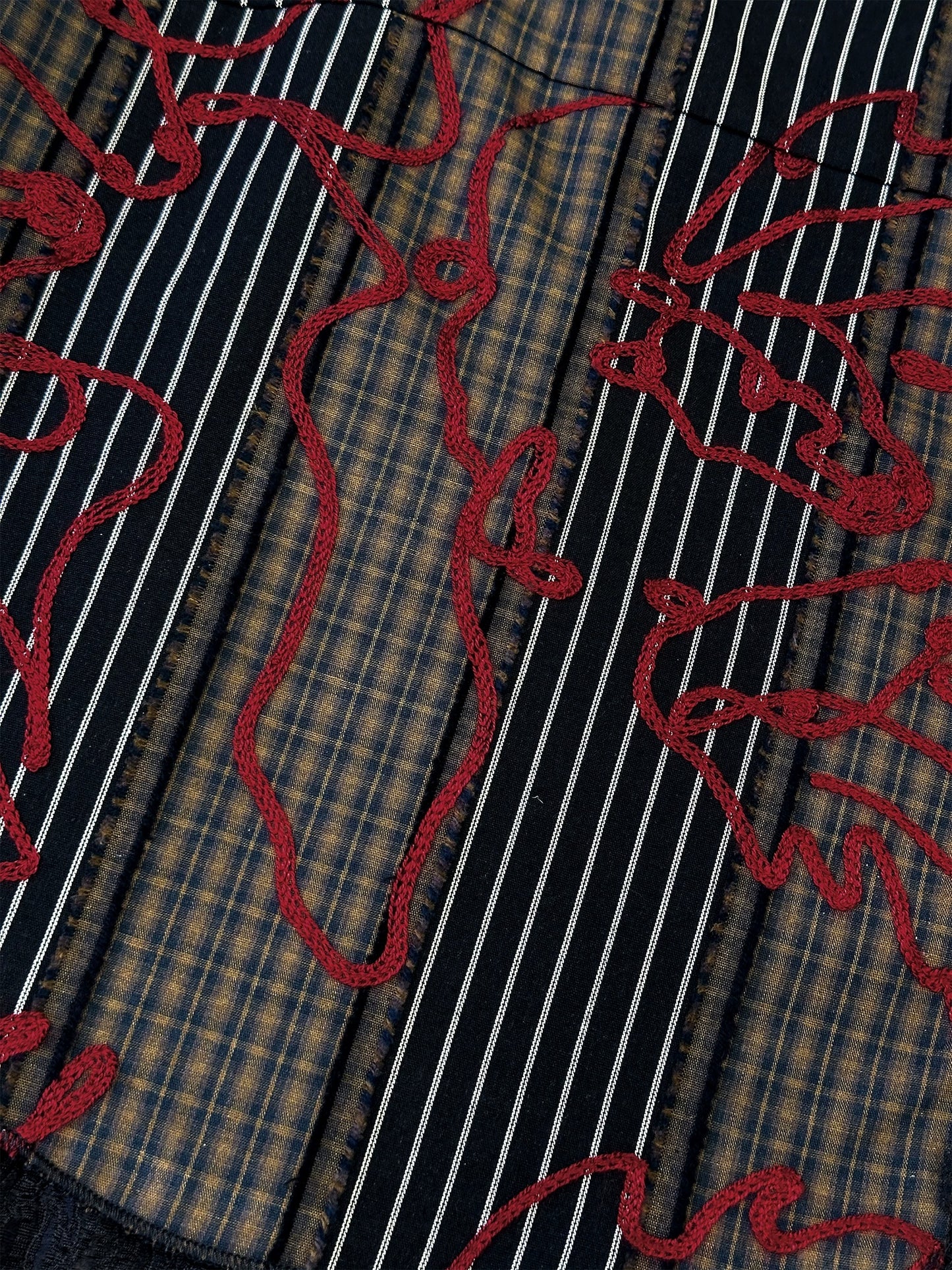 Dark Style Striped Embroidery Skirt X3612