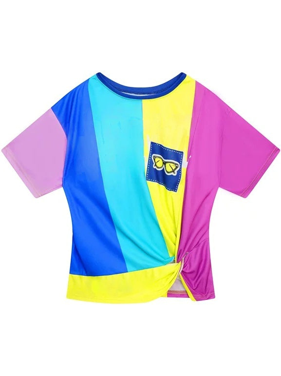 Color Block Logo Print Short Sleeve T-Shirt X3641